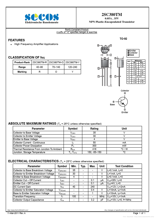 2SC380TM SeCoS