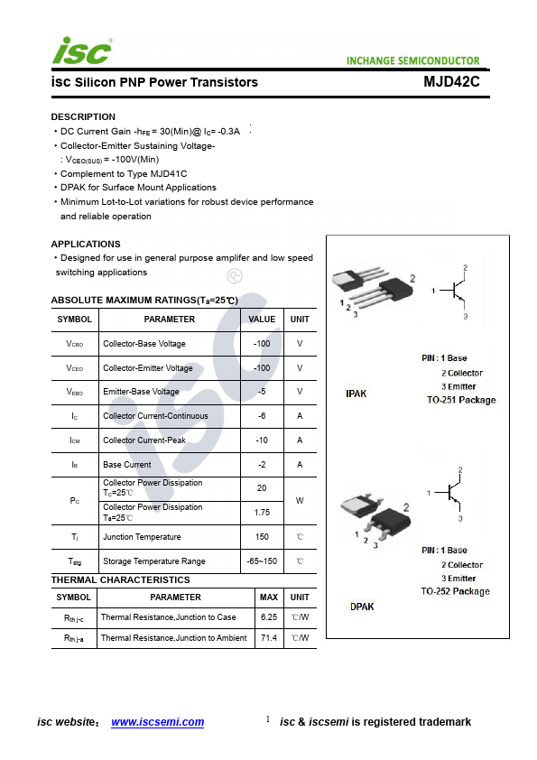 MJD42C Inchange Semiconductor