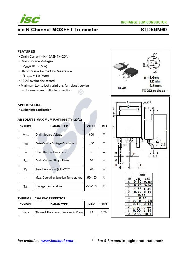 <?=STD5NM60?> डेटा पत्रक पीडीएफ