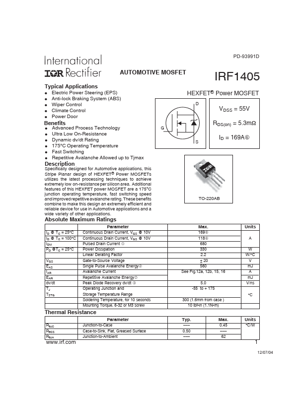 IRF1405 International Rectifier