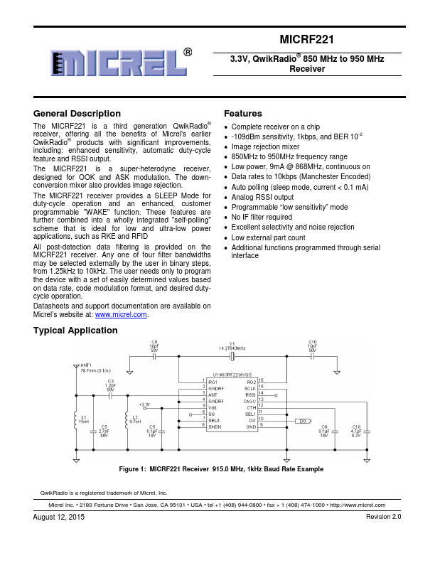 MICRF221 Micrel Semiconductor