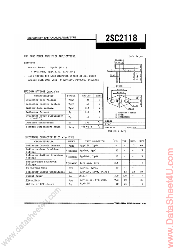 <?=2SC2118?> डेटा पत्रक पीडीएफ