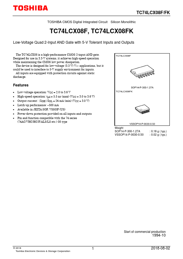 TC74LCX08F Toshiba Semiconductor