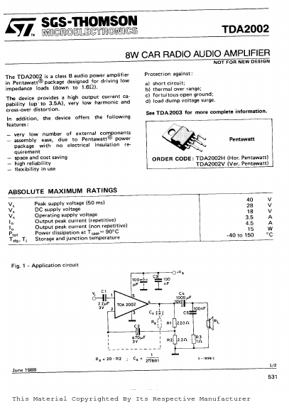 TDA2002 STMicroelectronics