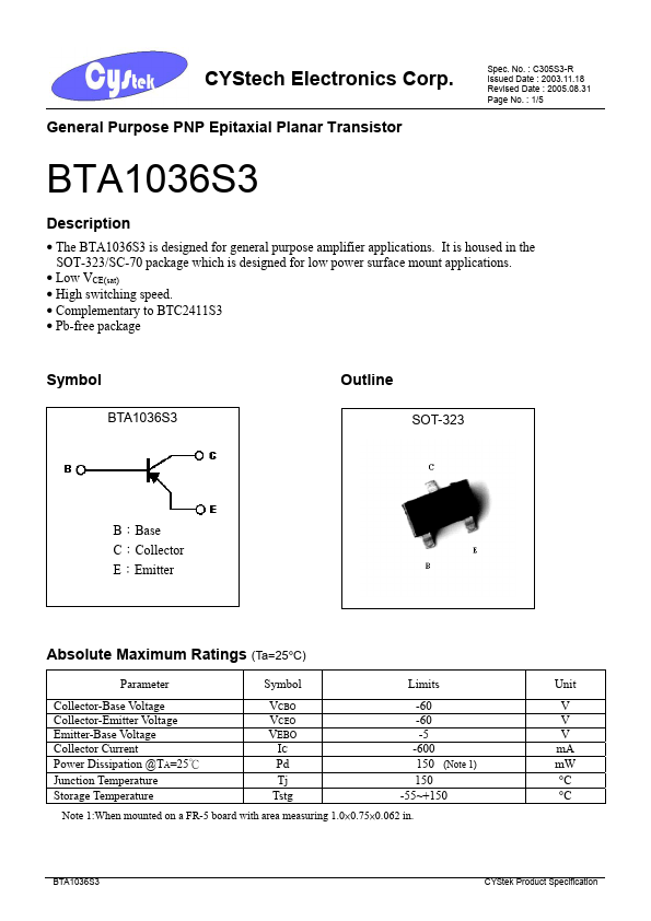 <?=BTA1036S3?> डेटा पत्रक पीडीएफ