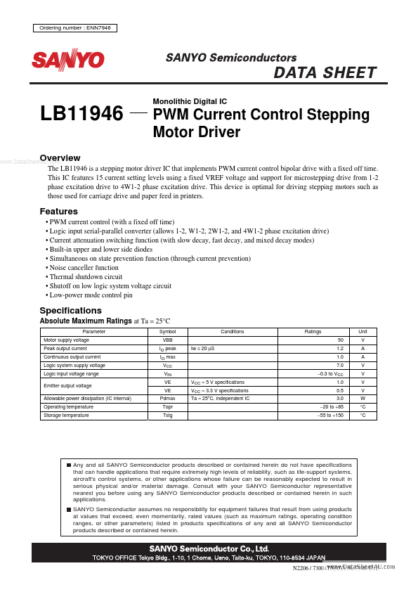 LB11946 Sanyo Semicon Device