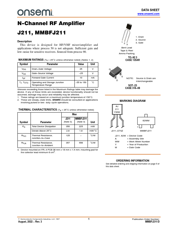 MMBFJ211 ON Semiconductor
