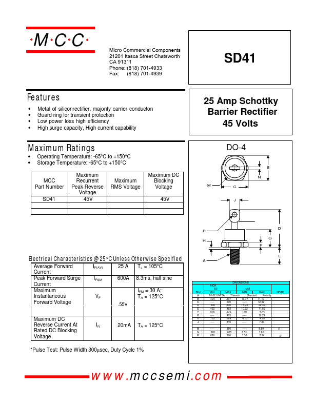 SD41 Micro Commercial Components