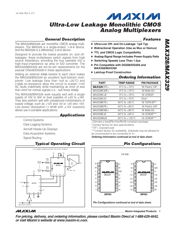 <?=MAX329?> डेटा पत्रक पीडीएफ