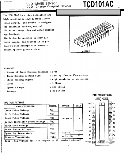 <?=TCD101AC?> डेटा पत्रक पीडीएफ