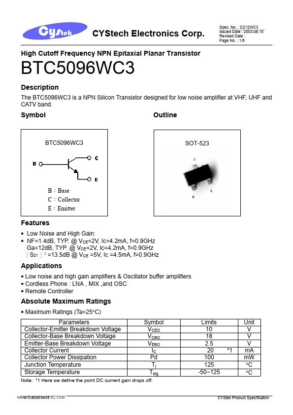 <?=BTC5096WC3?> डेटा पत्रक पीडीएफ