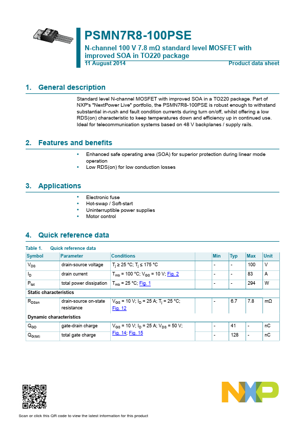 PSMN7R8-100PSE NXP