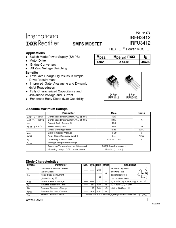 IRFR3412 International Rectifier