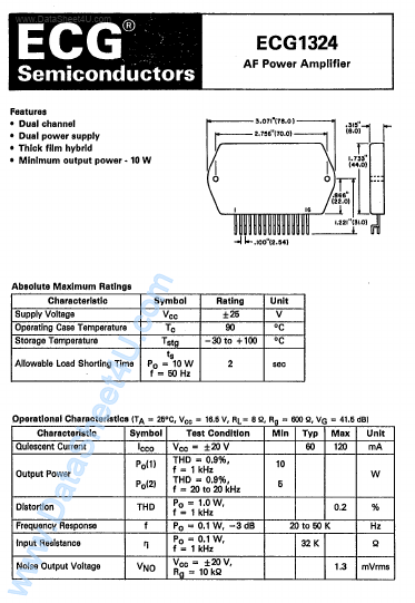 <?=ECG1324?> डेटा पत्रक पीडीएफ