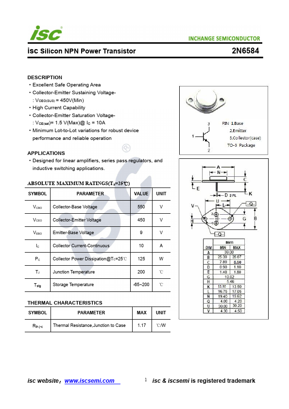 2N6584 Inchange Semiconductor