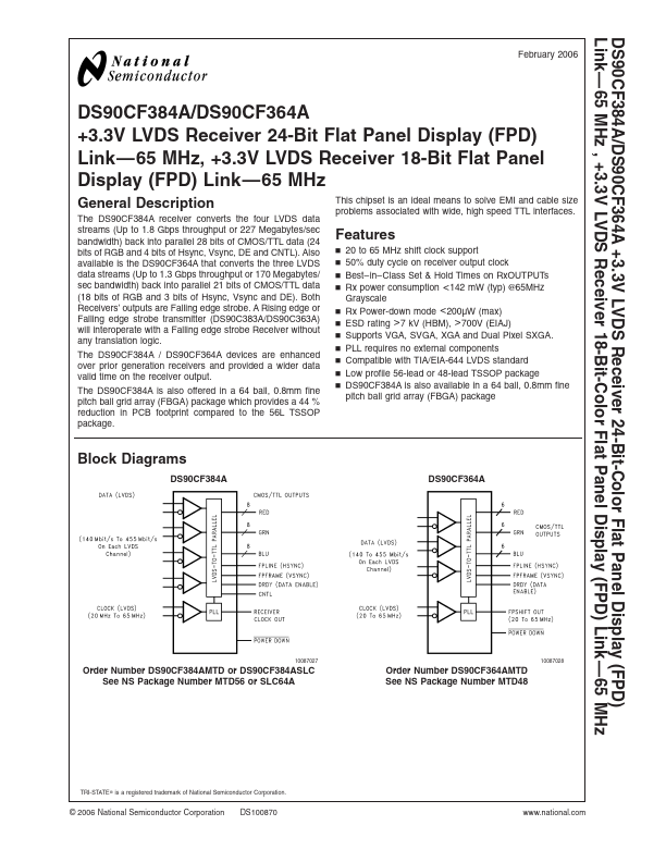 DS90CF384A National Semiconductor