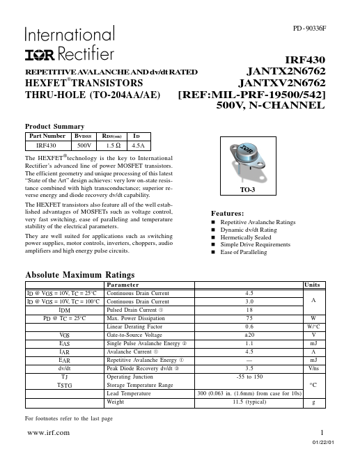 JANTXV2N6762 International Rectifier