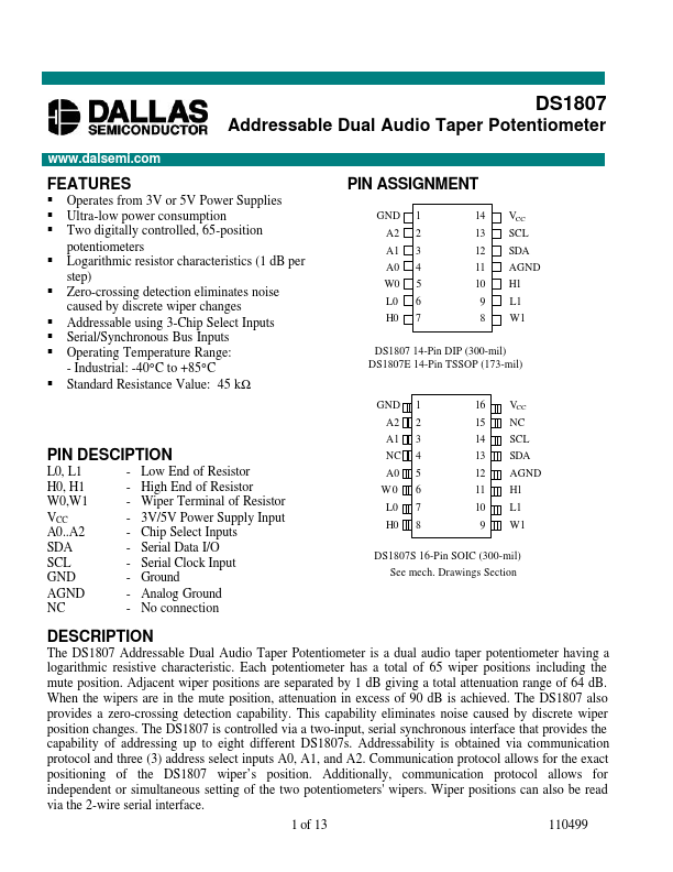 DS1807 Dallas Semiconducotr