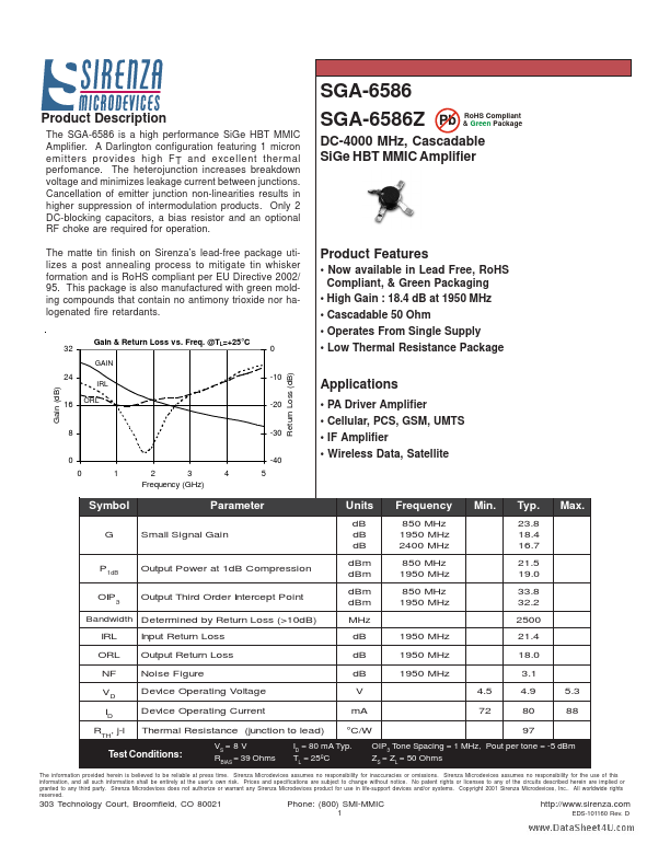 SGA-6586 Sirenza Microdevices