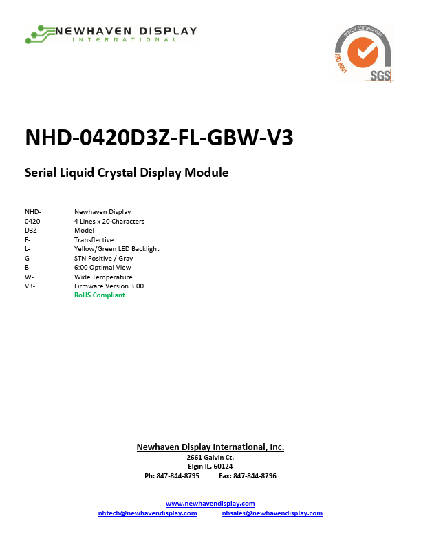 NHD-0420D3Z-FL-GBW-V3 Newhaven