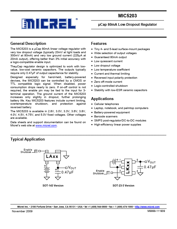 MIC5203 Micrel Semiconductor