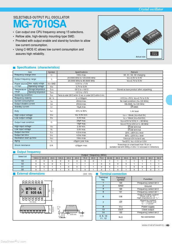 <?=MG-7010SA?> डेटा पत्रक पीडीएफ