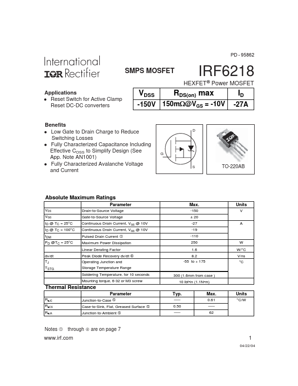 IRF6218 International Rectifier