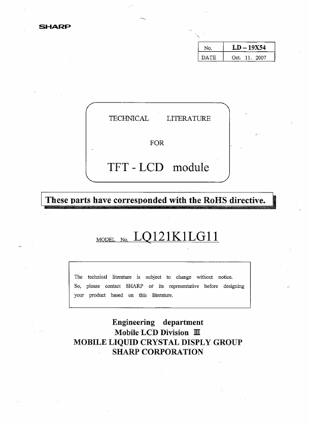 <?=LQ121K1LG11?> डेटा पत्रक पीडीएफ