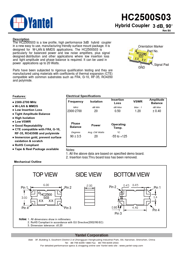 HC2500S03 Yantel