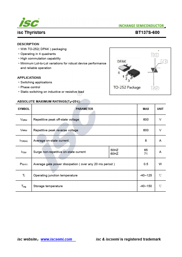 BT137S-600 INCHANGE