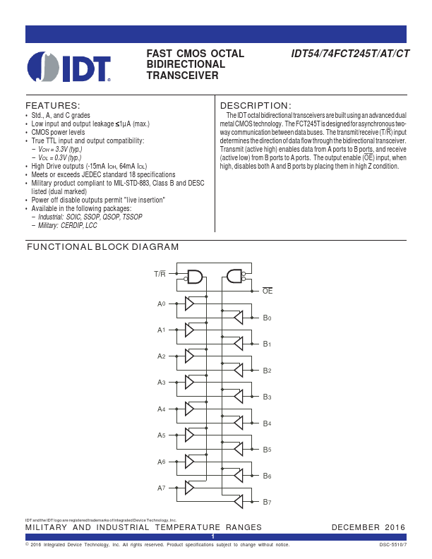 IDT74FCT245CT Integrated Device Tech