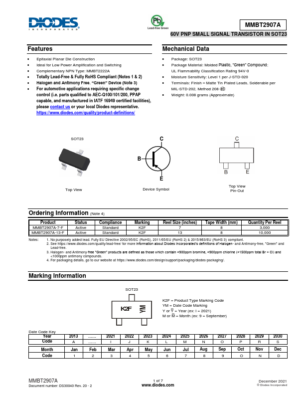 MMBT2907A Diodes Incorporated
