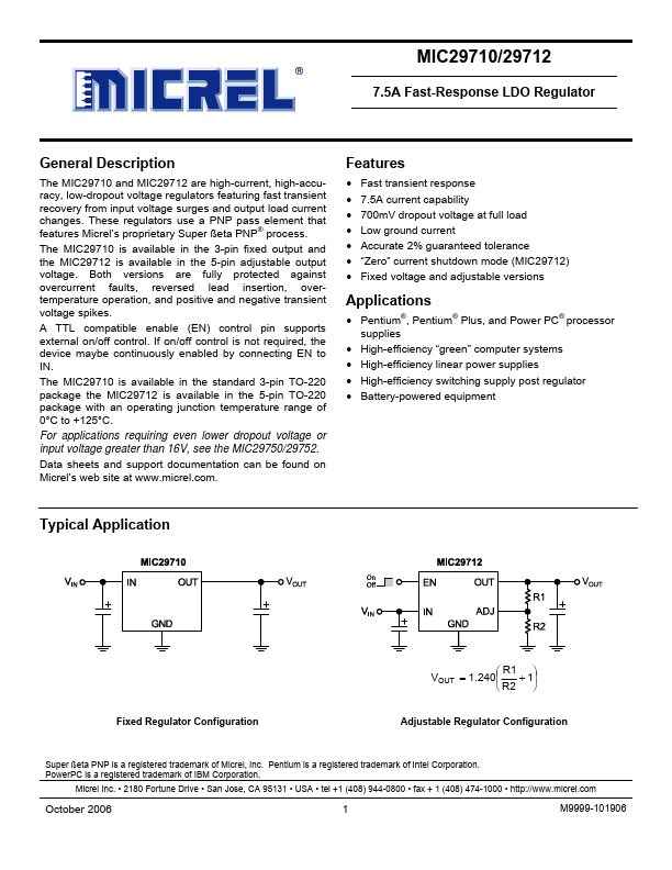 MIC29710 Micrel Semiconductor