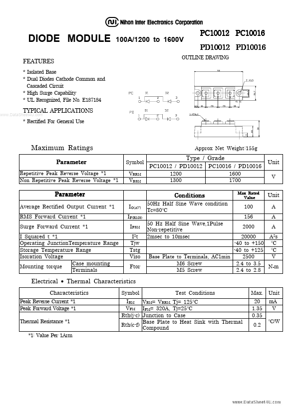 <?=PD10016?> डेटा पत्रक पीडीएफ