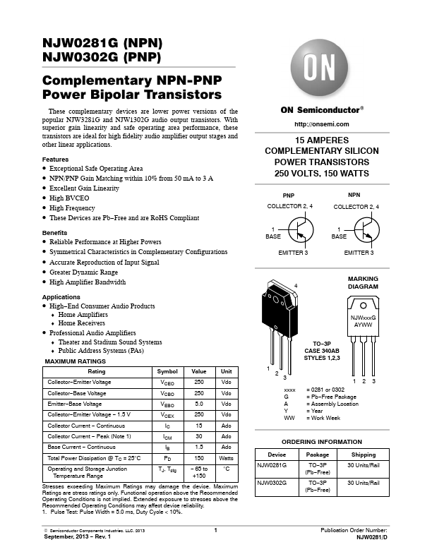 NJW0302G ON Semiconductor