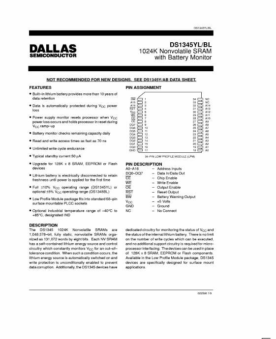 DS1345YL Dallas Semiconducotr