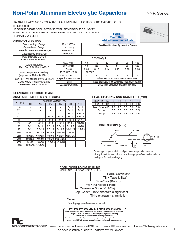 NNR101M25V8x11.5F