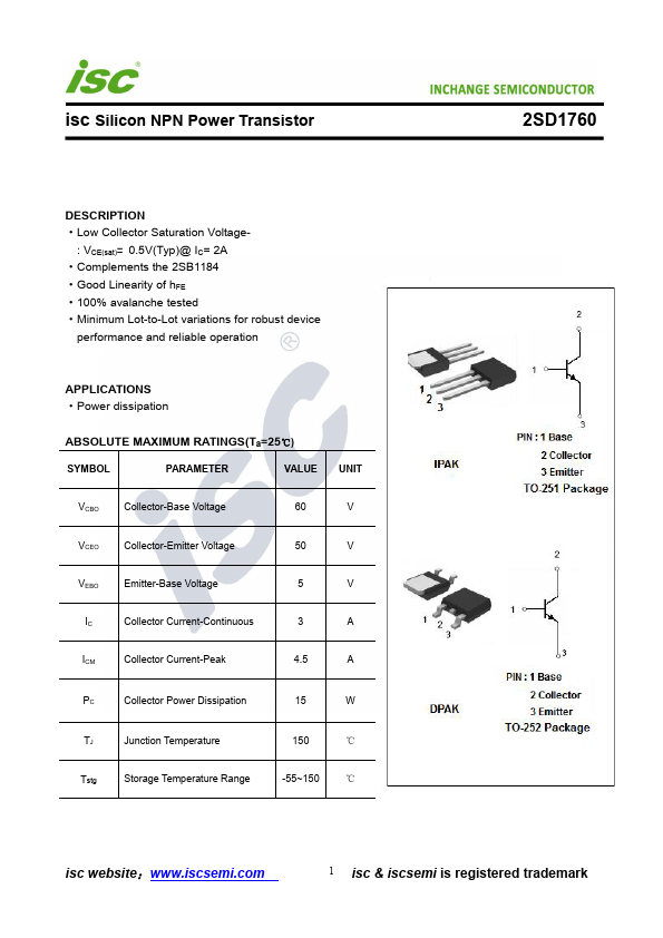 2SD1760 Inchange Semiconductor