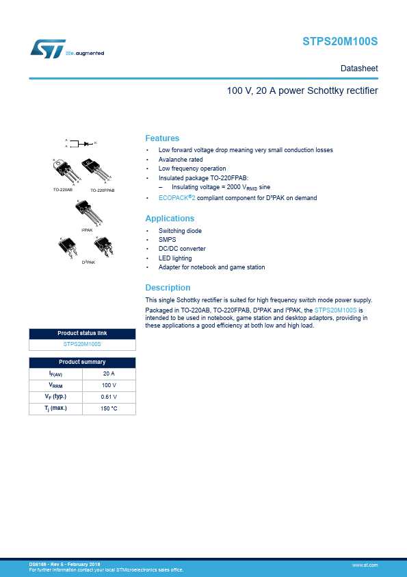 PS20M100SR STMicroelectronics