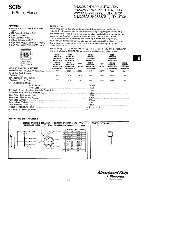 JAN2N2323AS Microsemi Corporation