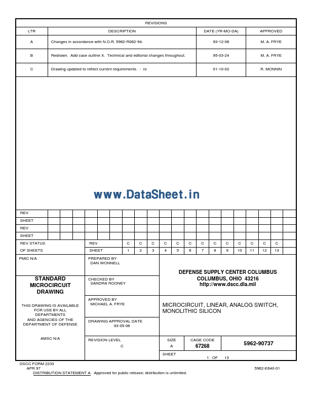 <?=5962-90737?> डेटा पत्रक पीडीएफ