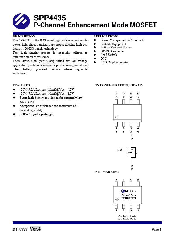 <?=SPP4435?> डेटा पत्रक पीडीएफ