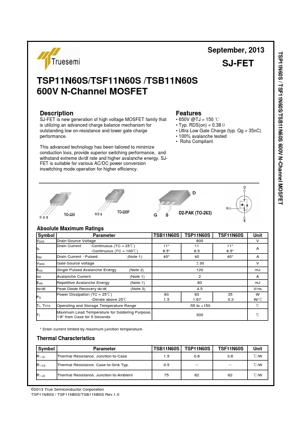 <?=TSB11N60S?> डेटा पत्रक पीडीएफ