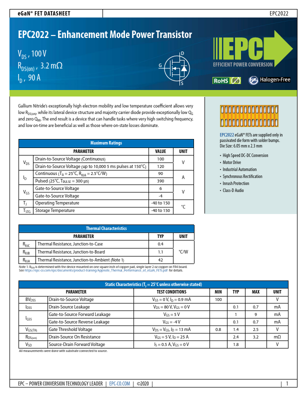 <?=EPC2022?> डेटा पत्रक पीडीएफ