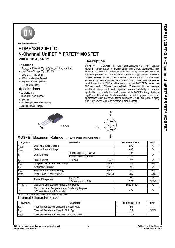 <?=FDPF18N20FT-G?> डेटा पत्रक पीडीएफ