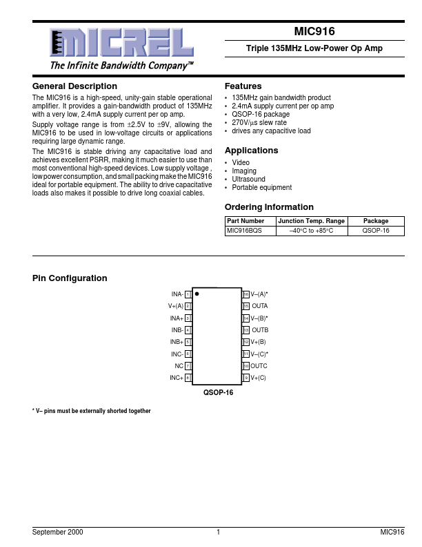 MIC916 Micrel Semiconductor