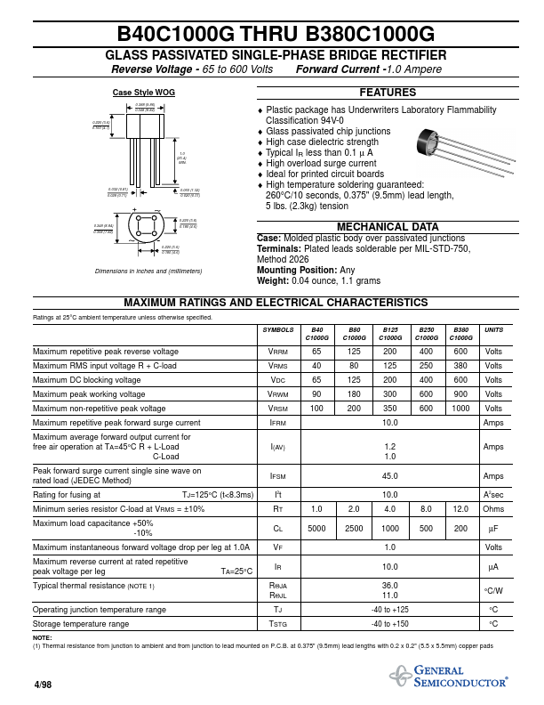 B40C1000G General Semiconductor