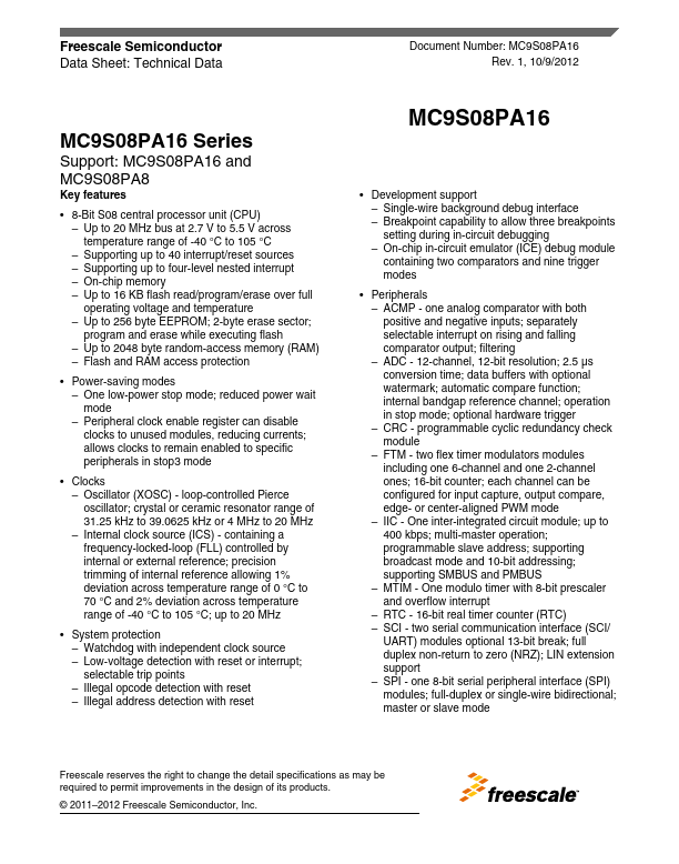 MC9S08PA16 Motorola
