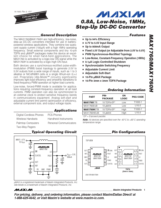 MAX1760H Maxim Integrated