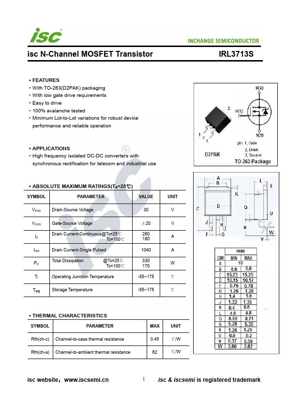 <?=IRL3713S?> डेटा पत्रक पीडीएफ